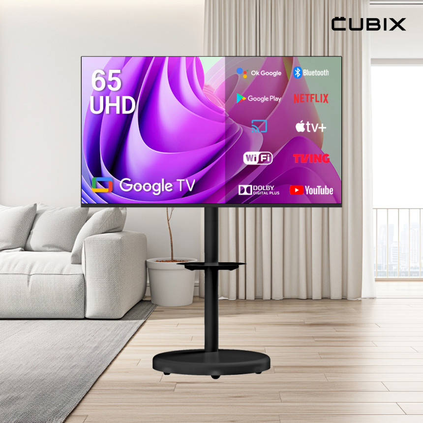 무빙큐빅스 블랙에디션 삼탠바이미 165cm(65인치) UHD 4K 스마트티비 셋트 이동식 TV 삼텐바이미 중소바이미