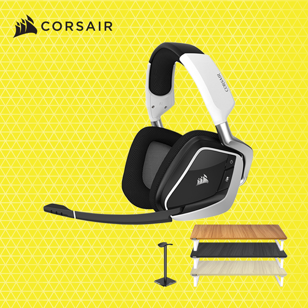 VOID RGB 무선 게이밍 헤드셋 모니터 받침대+거치대 세트(색상랜덤) 화이트