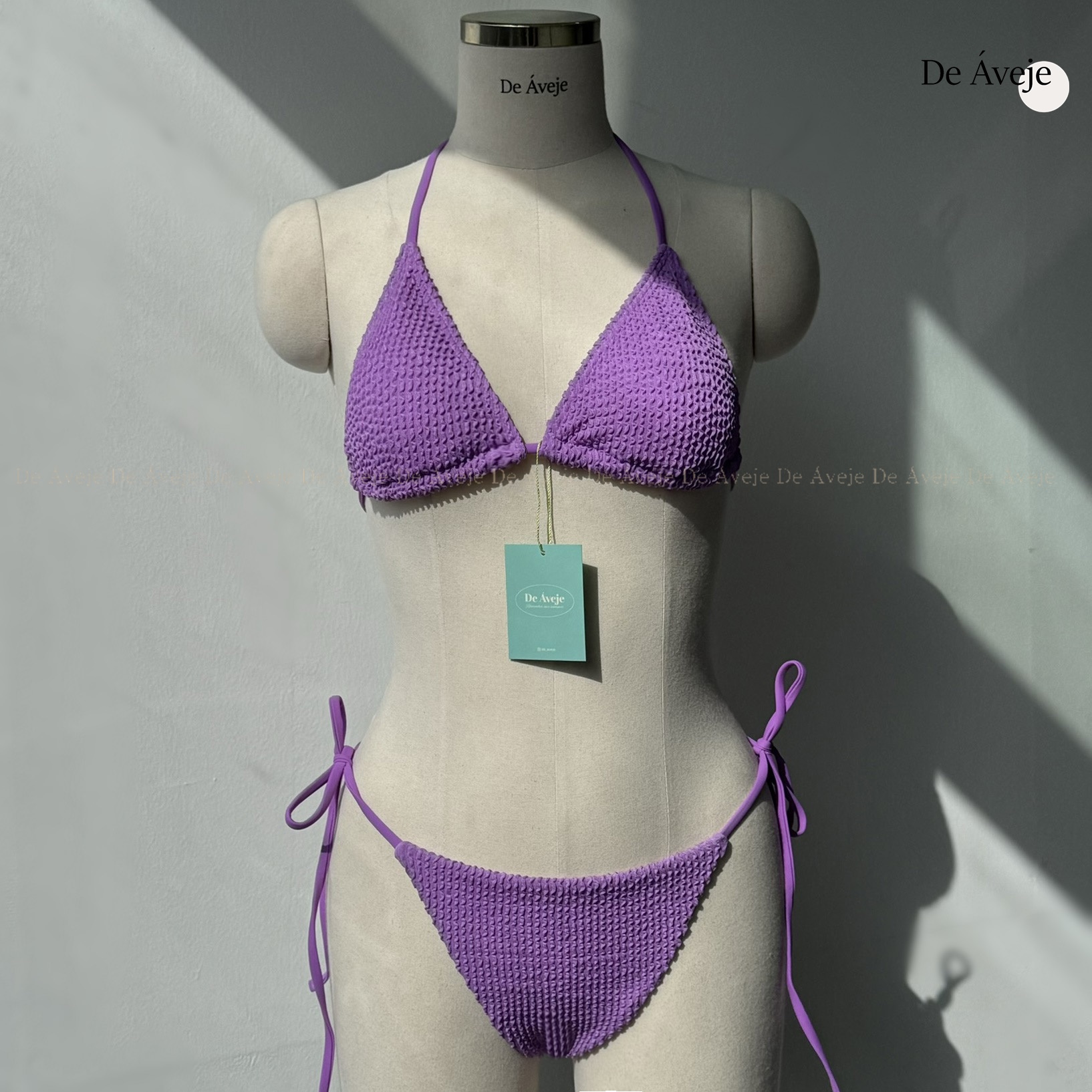 홀터넥 끈 비키니 수영복 비비드 컬러 퍼플 그린 휴양지룩 2color 이미지 7