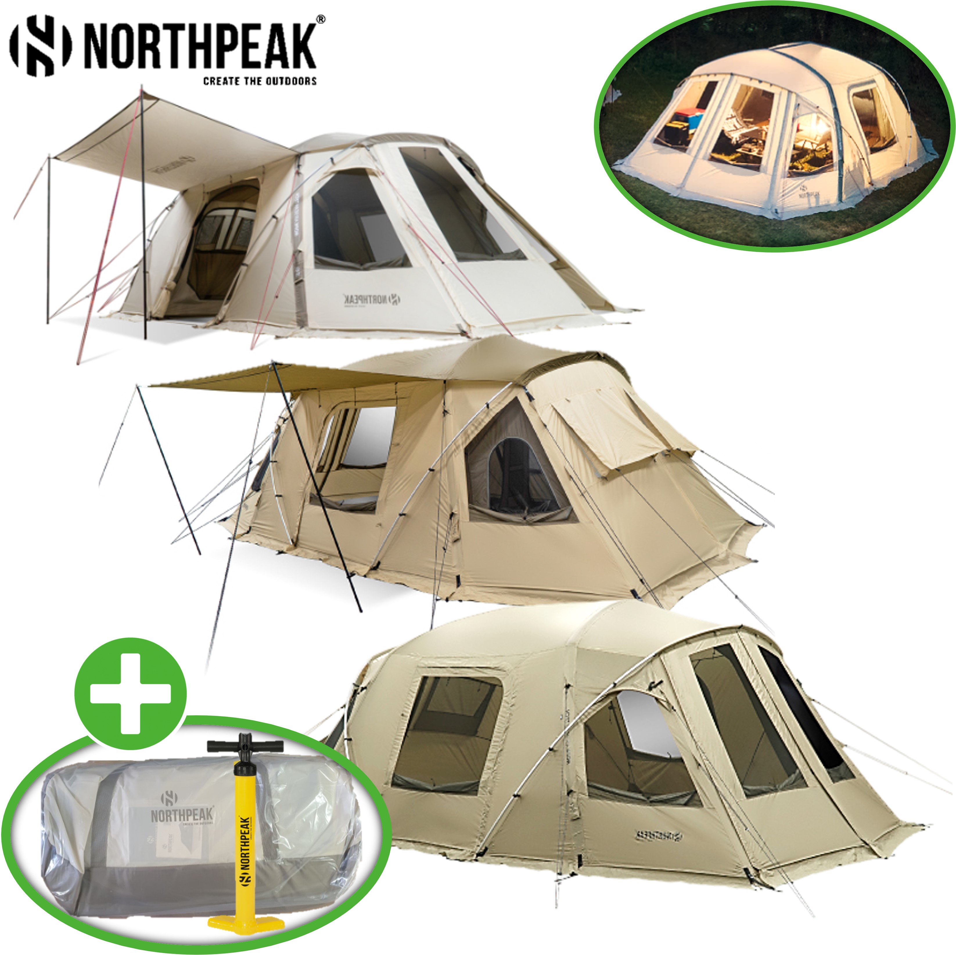노스피크 옐로우 스톤 하이브리드 에어 텐트 터널형 리빙쉘 신형