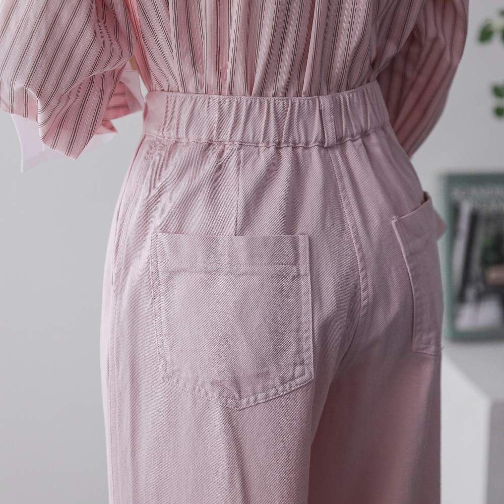 모던리 베이직 와이드 뒷밴딩 코튼 팬츠 - 상세 이미지 4