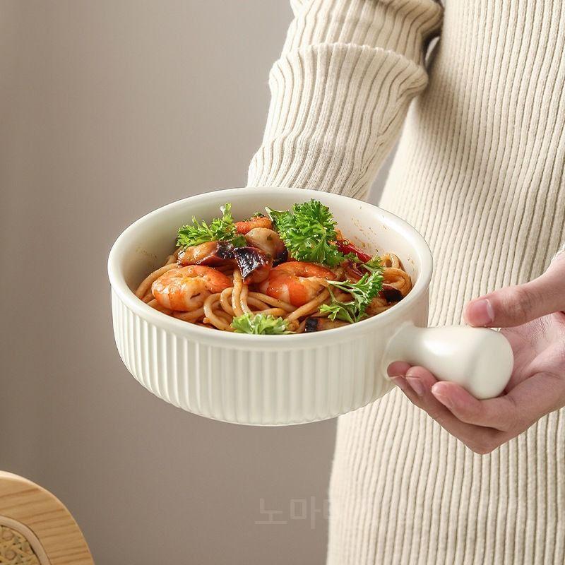 앙증 손잡이 세라믹 샐러드볼 요거트 시리얼 아침 브런치 - 상세 이미지 3