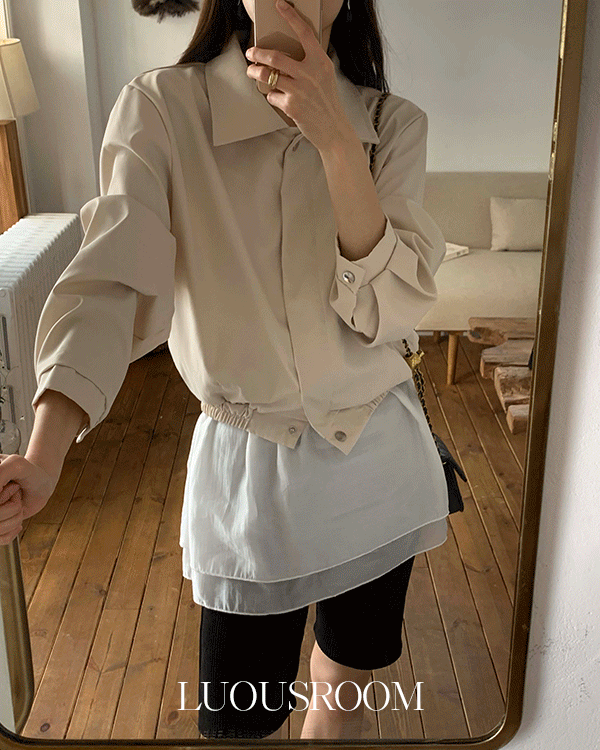 [봄] 로빈슨 절개 봄아우터 코튼 크롭 블루종 점퍼 자켓 /하객룩,봄자켓,항공점퍼,크롭자켓,바람막이