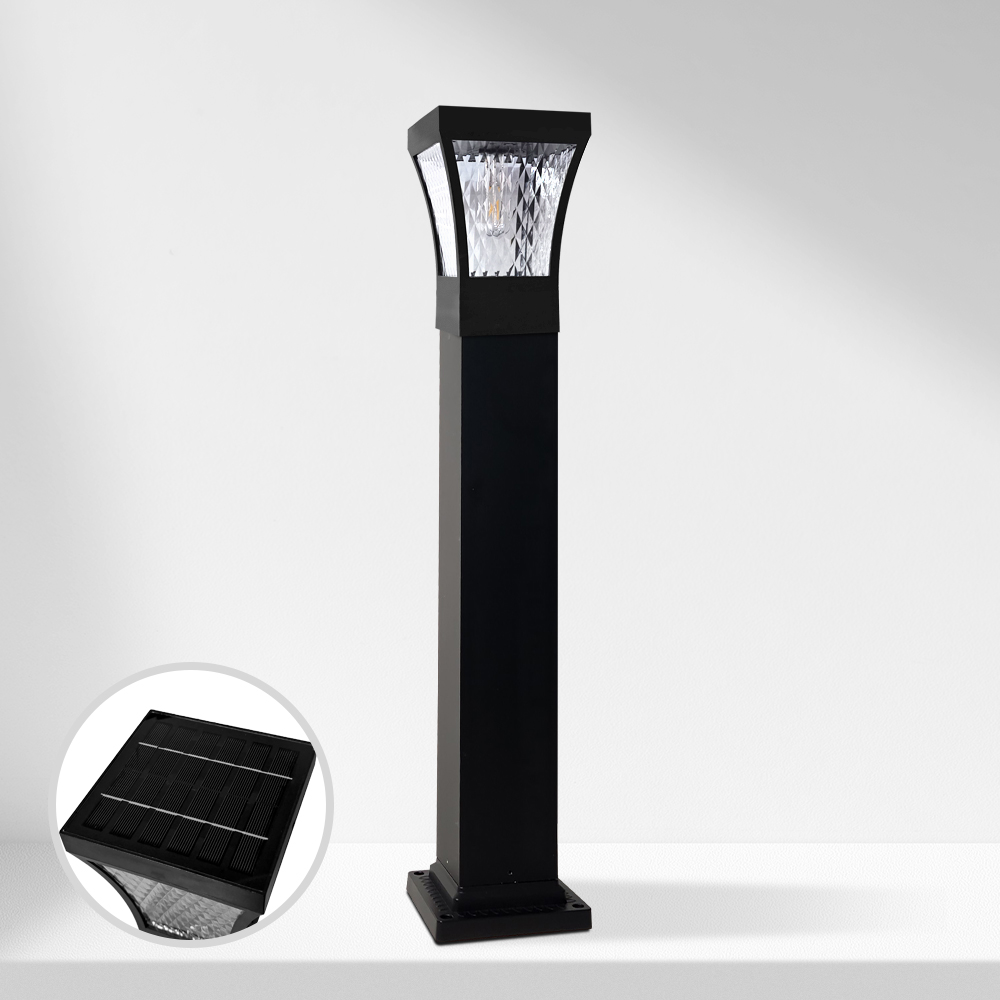 태양광 사각 문주등 볼라드등 태양열 조명 잔디등 LED 가로등 카페 데크 조명등 60cm - 메인 이미지