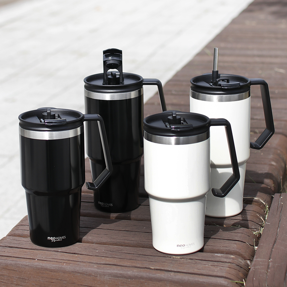 빨대 텀블러 네오 이중진공 보온보냉 스텐머그컵 600ml, 샤인블랙 이미지 6