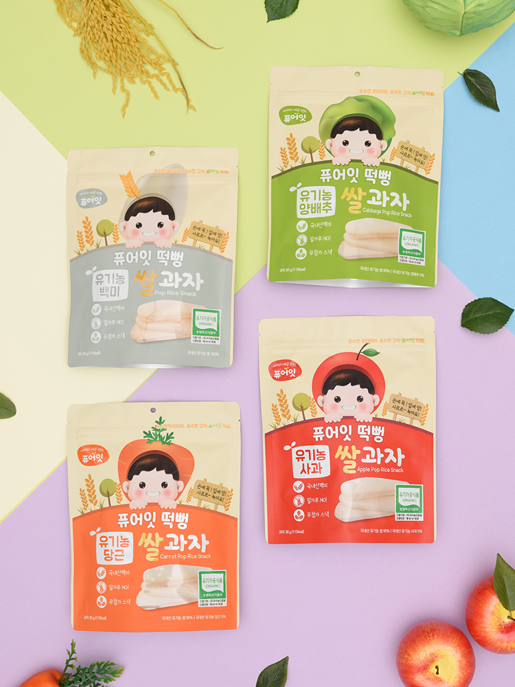 퓨어잇 유기농쌀과자 떡뻥 6봉+야채스틱 6봉 아기과자