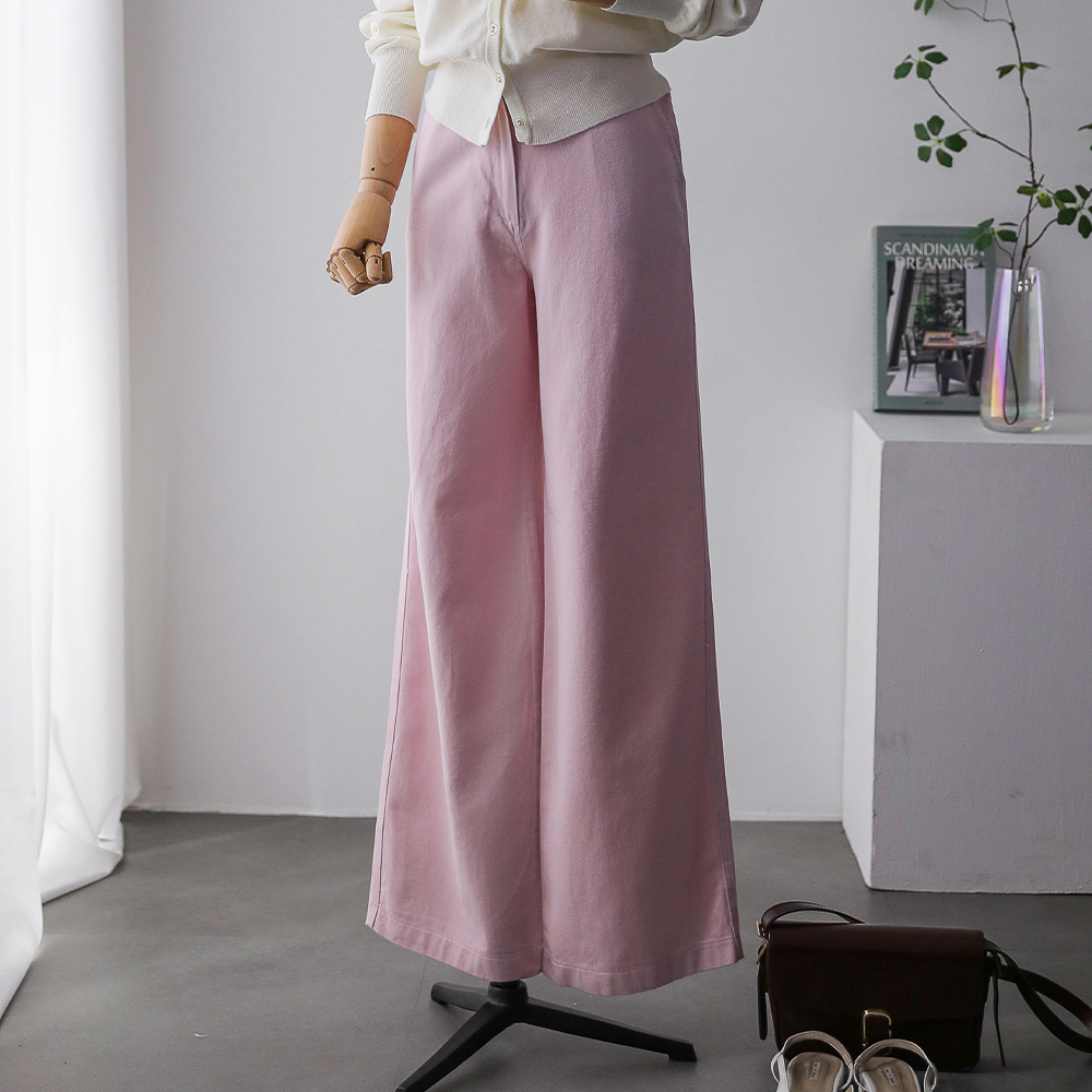 모던리 베이직 와이드 뒷밴딩 코튼 팬츠 - 상세 이미지 3