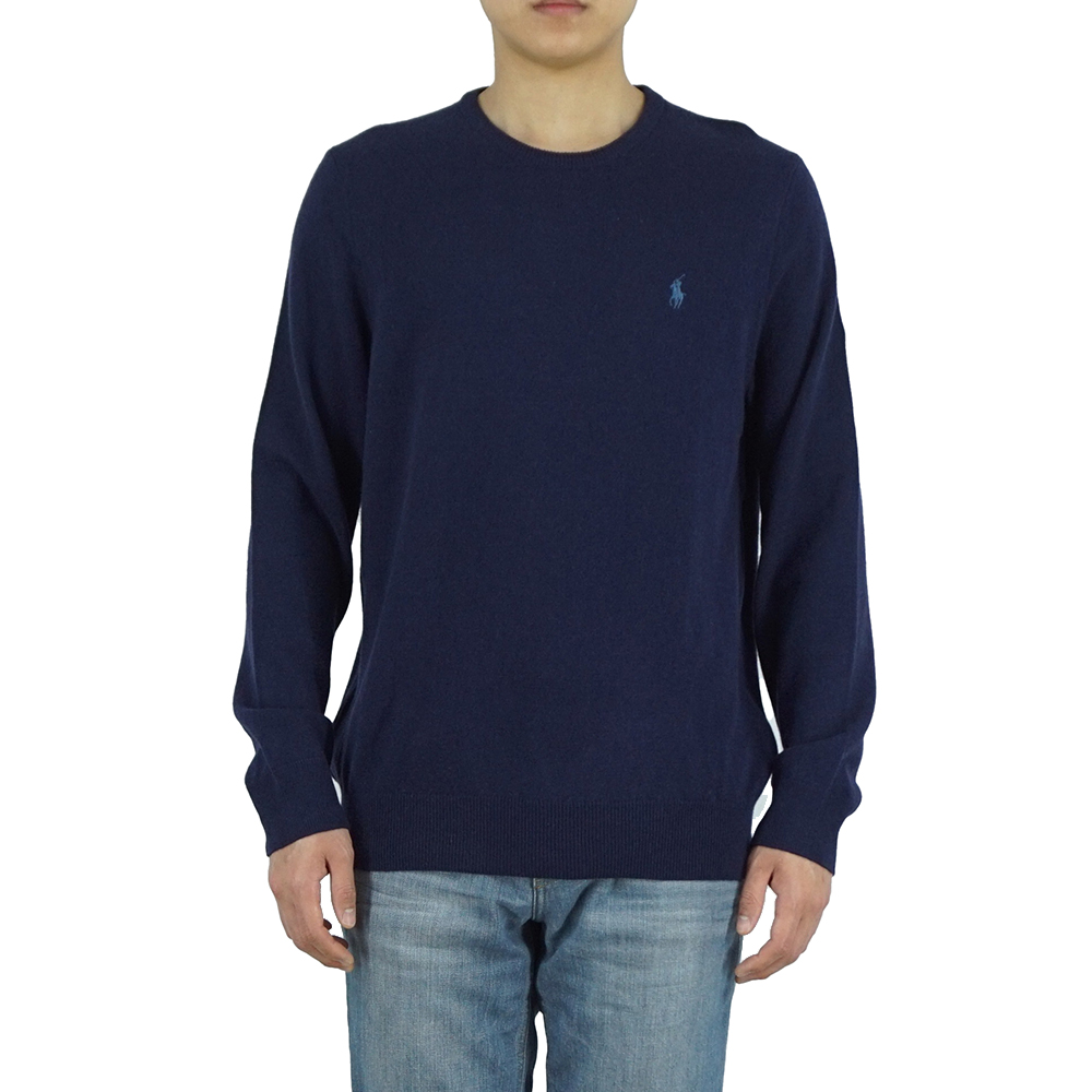 폴로 랄프로렌 로고 남성 울 니트 스웨터 다크네이비 710876714 001