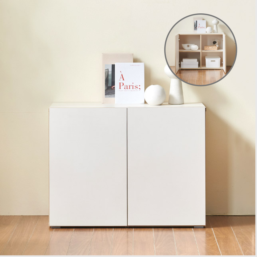 홈트리가구 높은거실장 티비다이 낮은 티비장 거실 TV 장식장 수납 거실장  800mm, 크림화이트