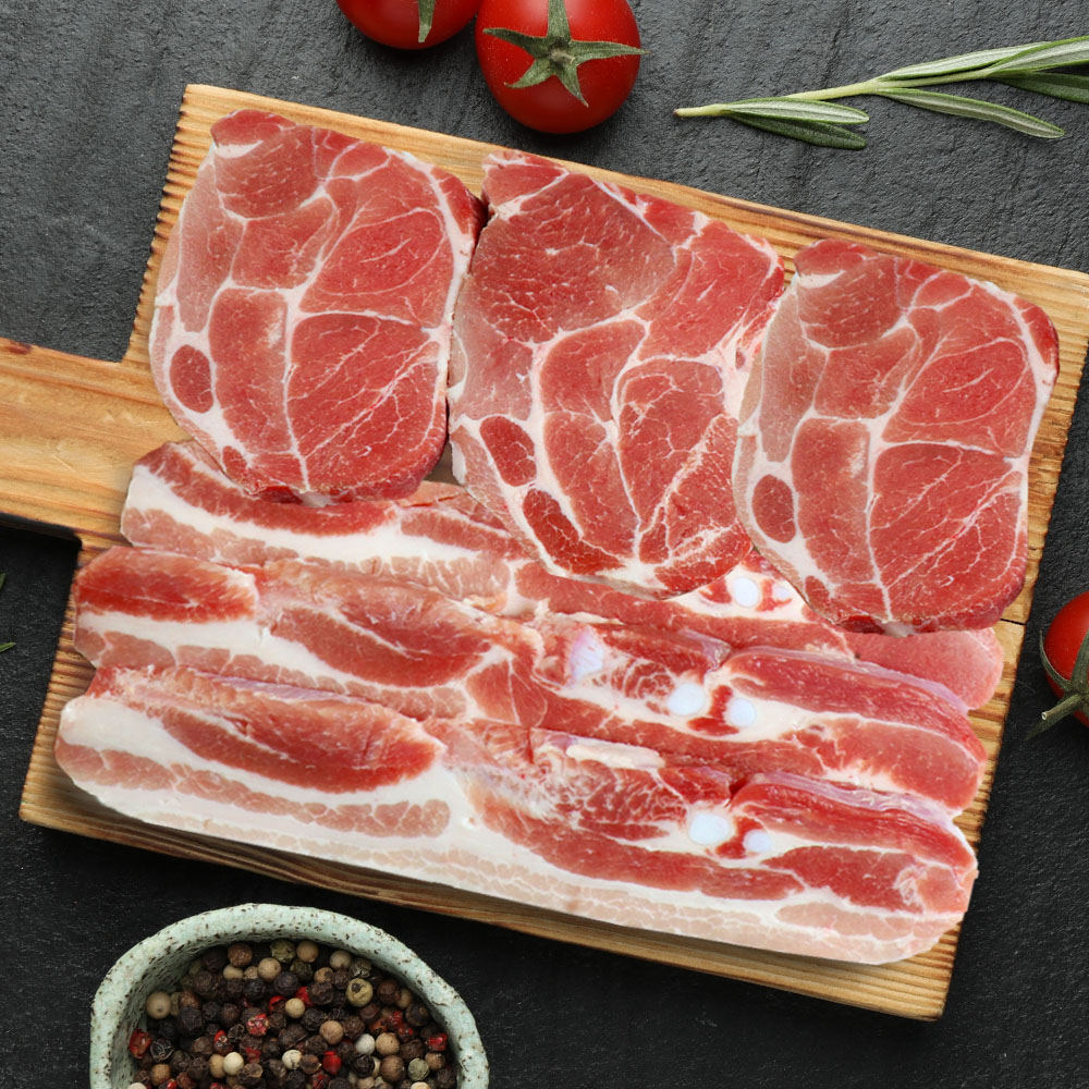 수입산 삼겹살 500g + 목살 500g 구이용 1kg, 1개