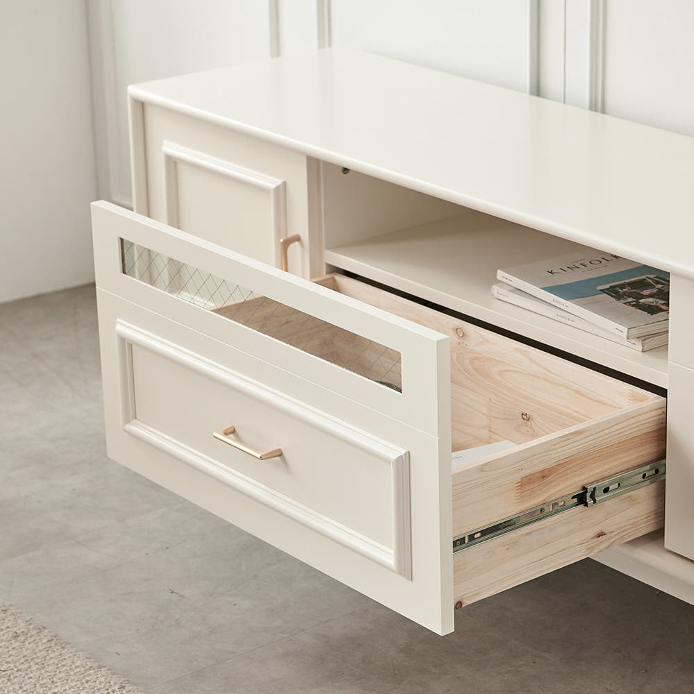 웨인스코팅 템바보드 브릿지 루바형 낮은 TV 다이 고급 서랍장 2000 이브 거실장