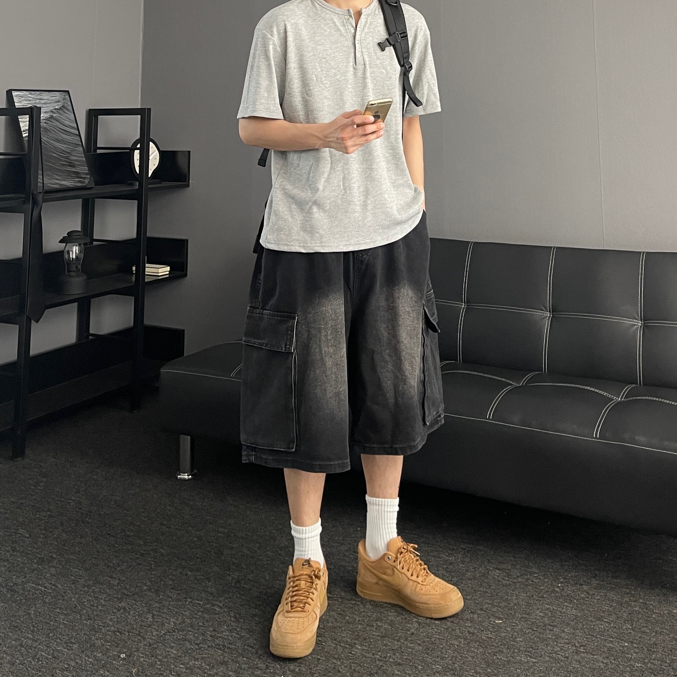 남자청반바지 남자카고반바지 버뮤다데님팬츠 이미지 8