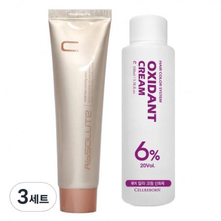에비뉴쉬에뜨 앱솔루트 컬러링 크림 염색제 120g + 산화제 100ml 밝은갈색 3세트 one option : 슈비샵