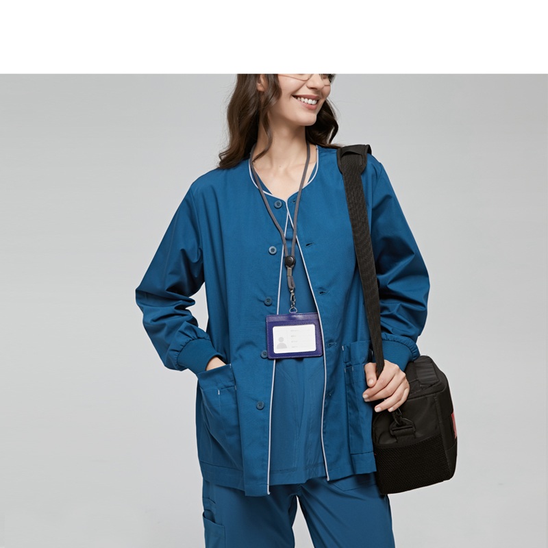 긴팔유니폼 가운 수술복 간호복 병원 진료복 작업복 레이크블루 xL - 상품 이미지