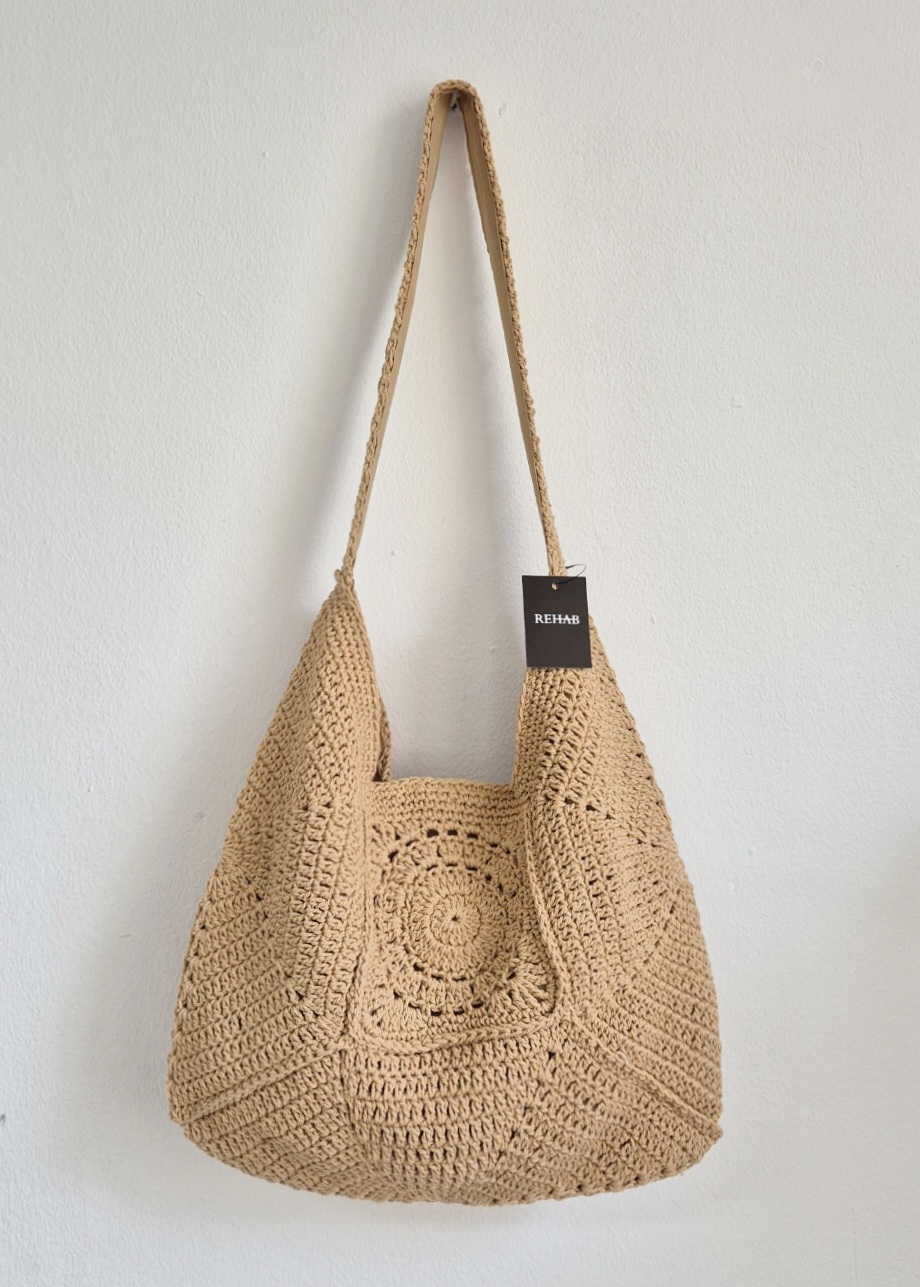 리햅 아멜리 니트백 여름 코바늘 숄더백 내추럴룩 여성 데일리백