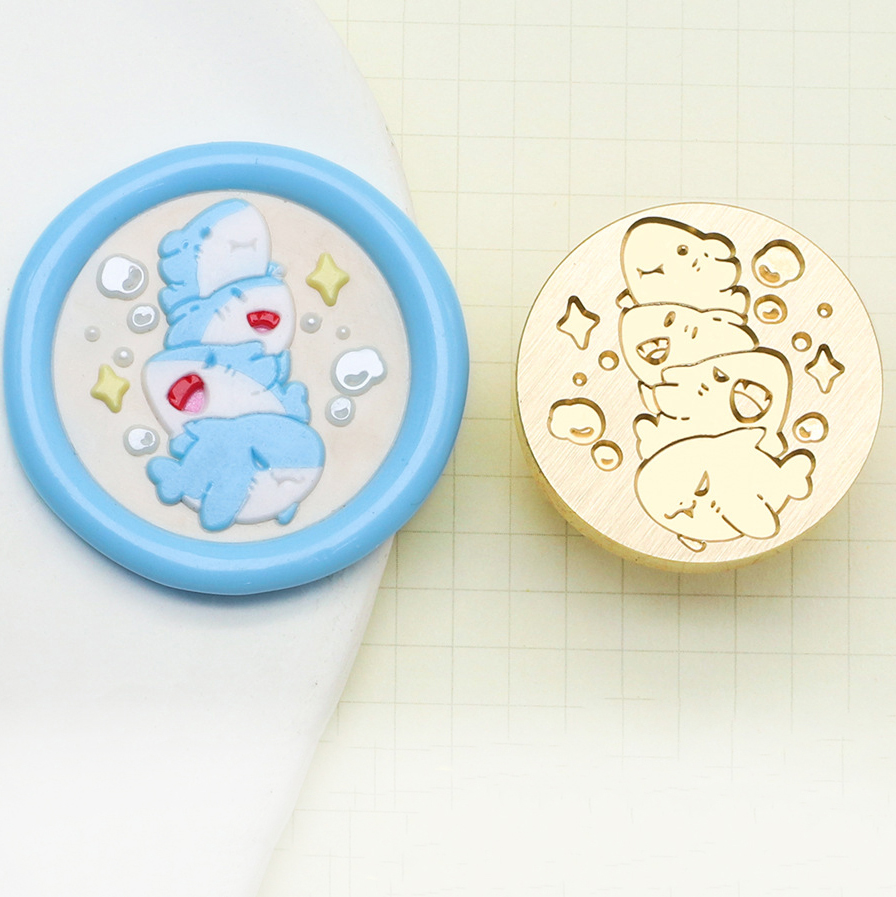 실링왁스 인장 스탬프 헤드 몽실몽실 동물 인장 몽실 상어