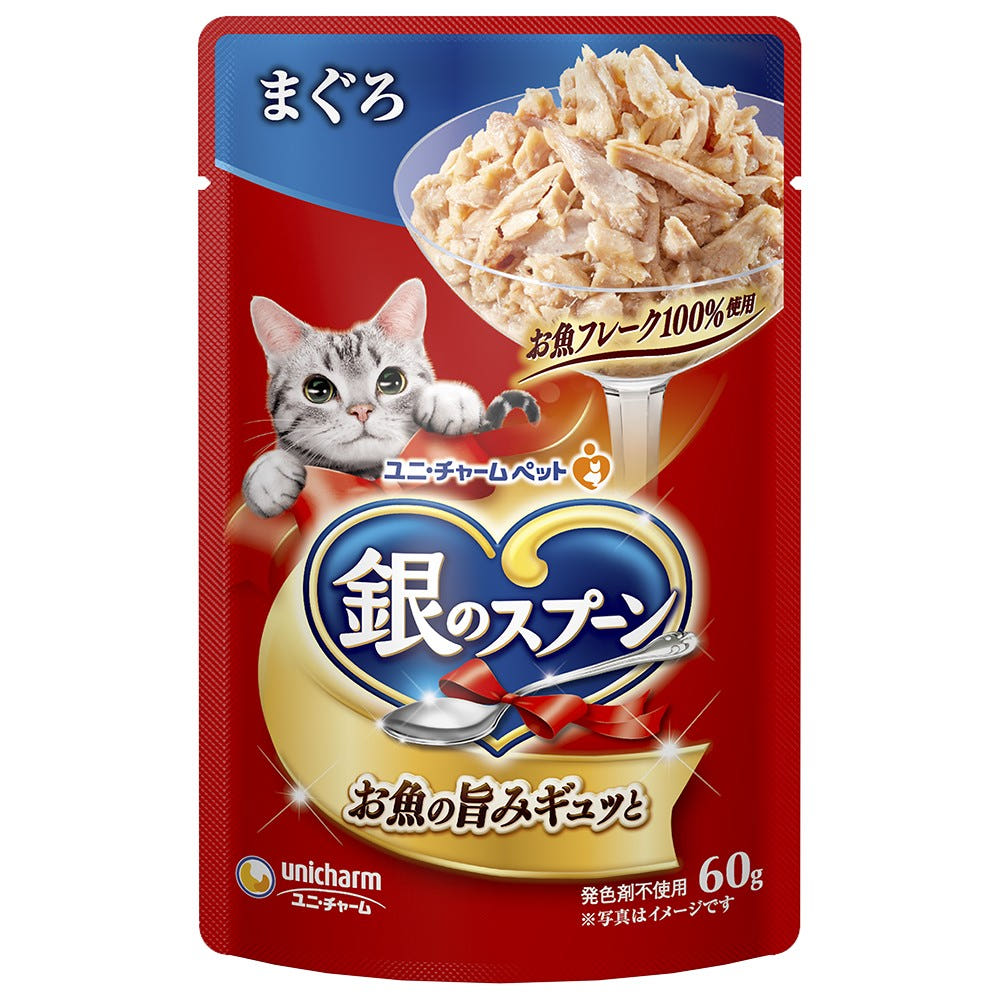 일본 참치 유니참 은의스푼 긴노스푼 파우치 60g 고양이사료 - 메인 이미지