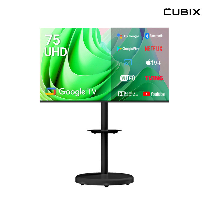 무빙큐빅스 블랙에디션 삼탠바이미 190cm(75인치) UHD 4K 스마트티비 셋트 이동식 TV 삼텐바이미 중소바이미