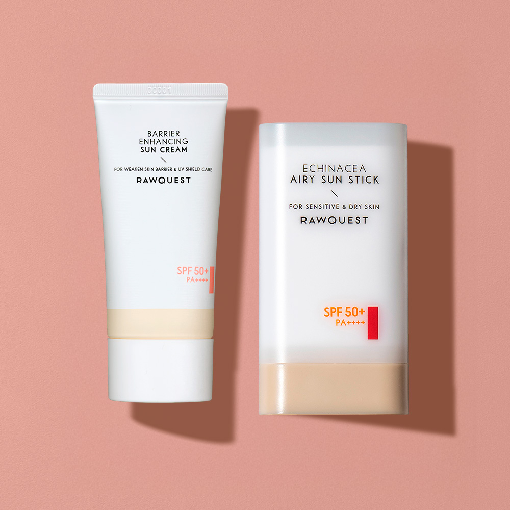 [로우퀘스트] 베리어 인핸싱 선크림(SPF50+PA++++) + 에키네시아 선스틱(SPF50+PA++++) 2종 세트 - 상품 이미지