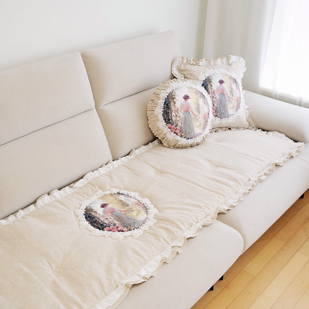 마벨로제 레이디 린넨 쇼파패드 3인 미끄럼방지 소파매트