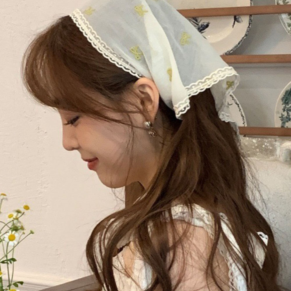 두건 레이스 스카프 니트커치프 히피룩 헤어스타일 : 그린비즈샵