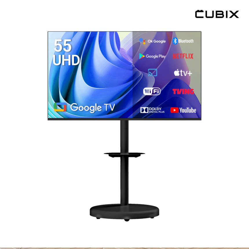 무빙큐빅스 블랙에디션 삼탠바이미 139cm(55인치) UHD 4K 스마트티비 셋트 이동식 TV 삼텐바이미 중소바이미