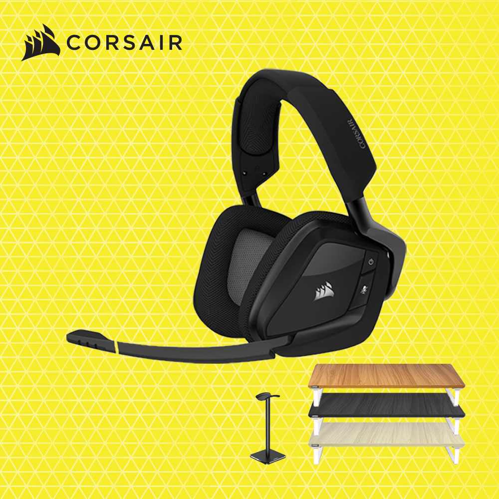 VOID RGB 무선 게이밍 헤드셋 모니터 받침대+거치대 세트(색상랜덤) 블랙