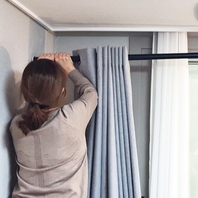 힘센압축봉 310-360cm 화이트 커튼봉 무타공 32MM 두꺼움