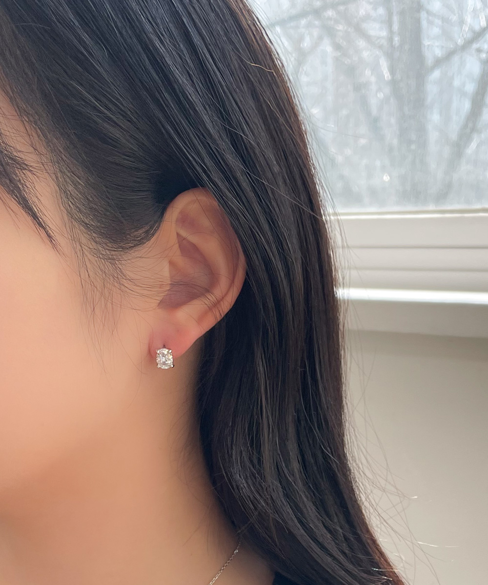 1캐럿 오벌컷 랩 다이아 베이직 4프롱 스터드 침 귀걸이 이어링 - 상세 이미지 2
