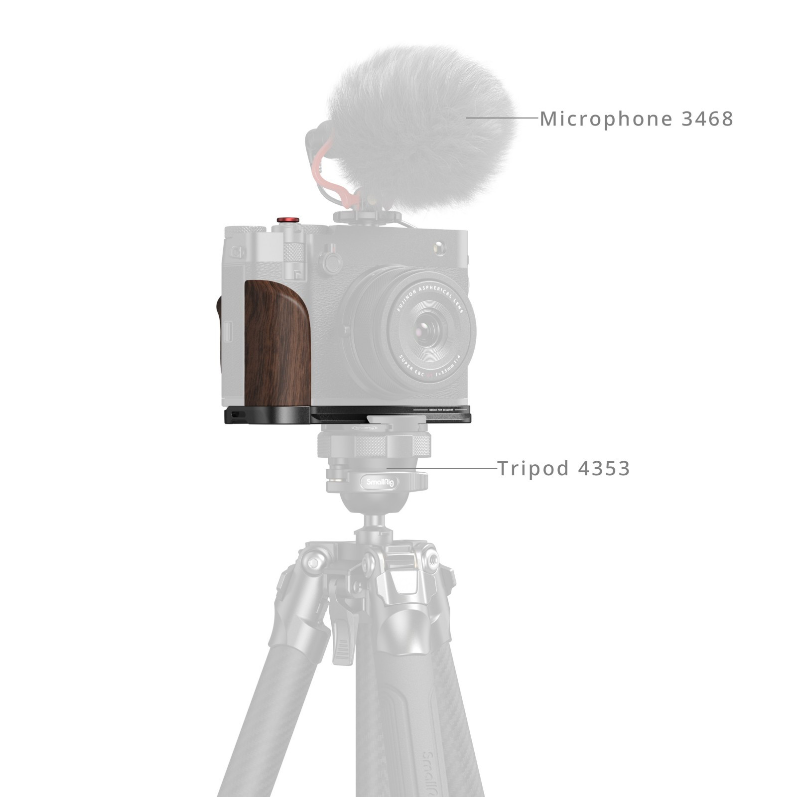 스몰리그 FUJIFILM GFX100RF 전용 L자형 마운트 플레이트 우드 그립 핸들 (블랙) 5266 이미지 6