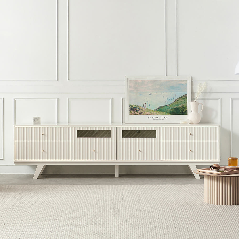 웨인스코팅 템바보드 브릿지 루바형 낮은 TV 다이 고급 서랍장 2000 이브 거실장