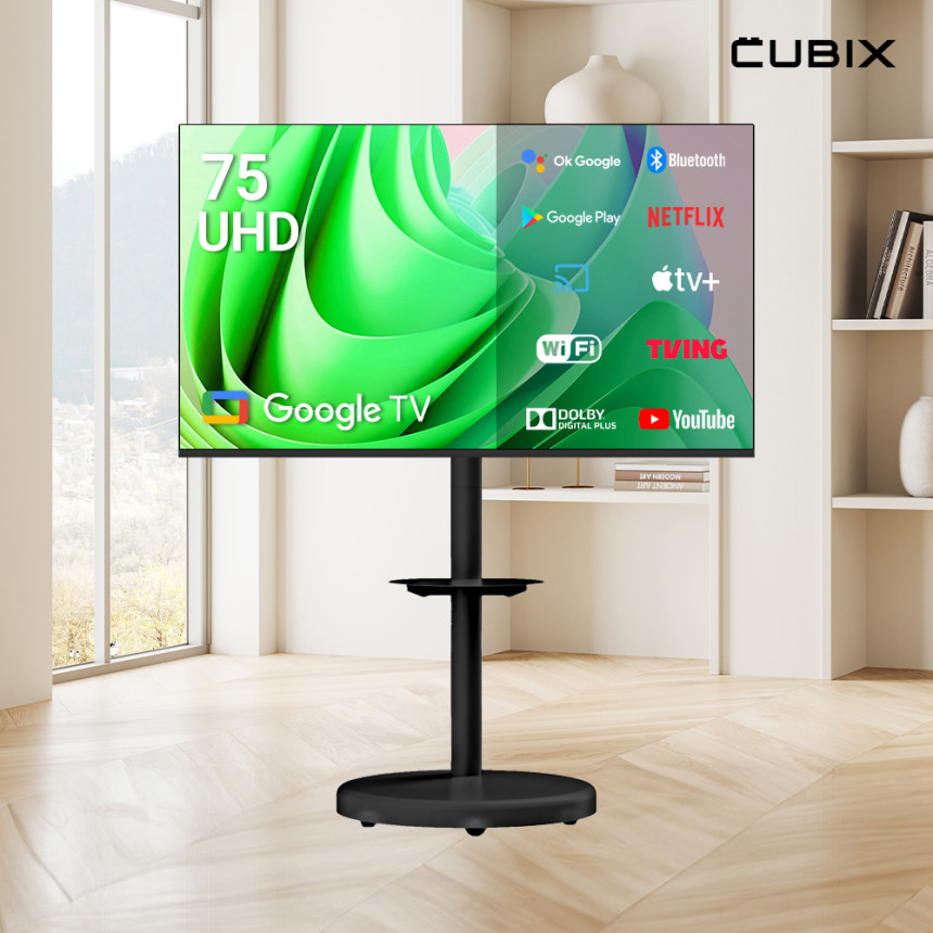 무빙큐빅스 블랙에디션 삼탠바이미 190cm(75인치) UHD 4K 스마트티비 셋트 이동식 TV 삼텐바이미 중소바이미