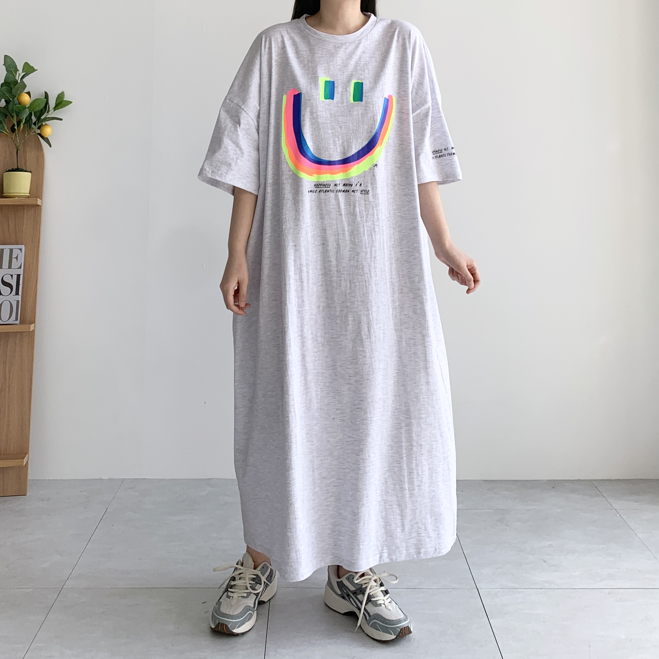 스마일 오버핏원피스 빅사이즈원피스 프린팅원피스 이미지 7