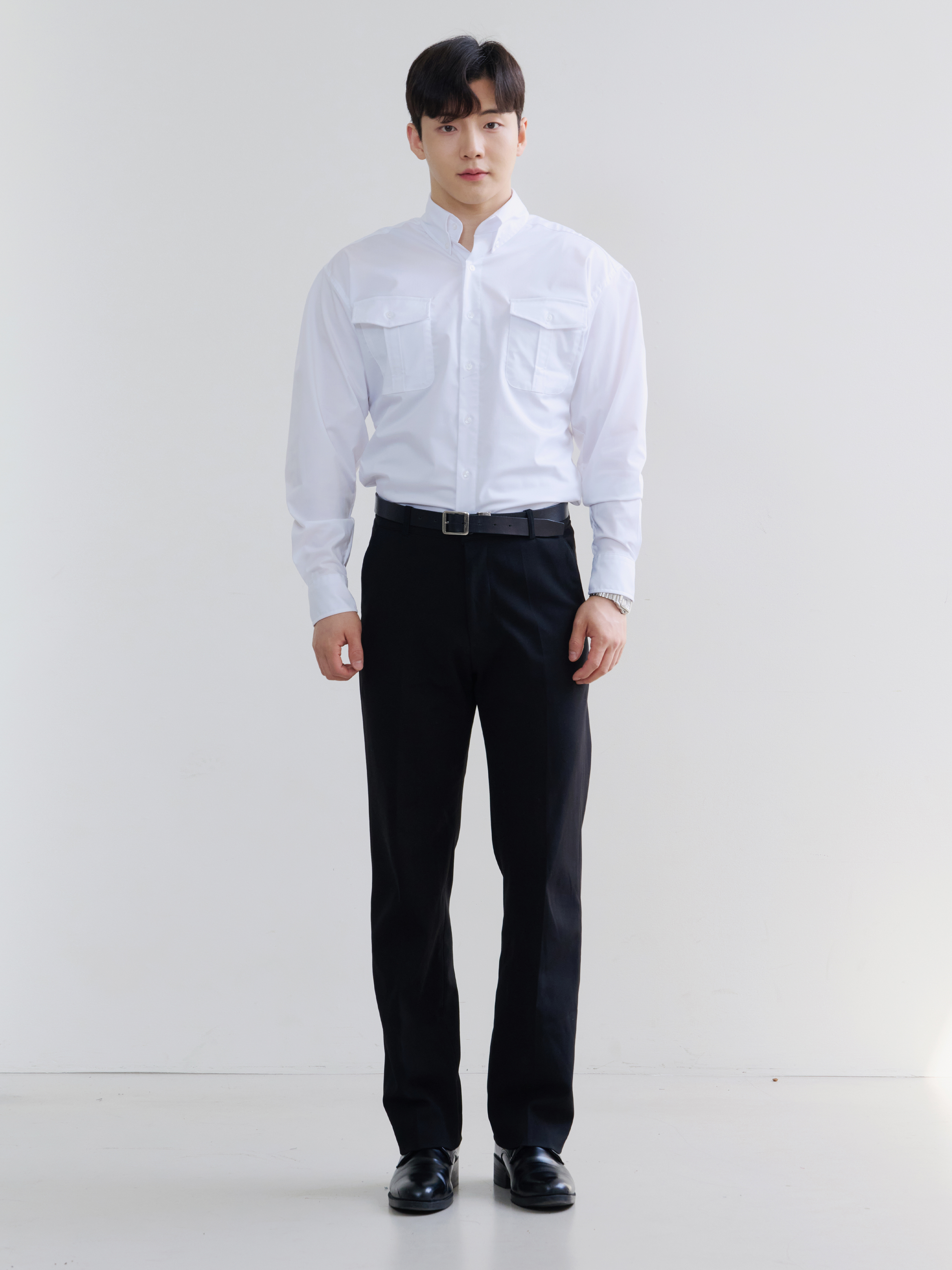 블랙라벨 (black label) - 하이엔드 클래식 레터링 머슬핏 정장 셔츠 - 상세 이미지 5