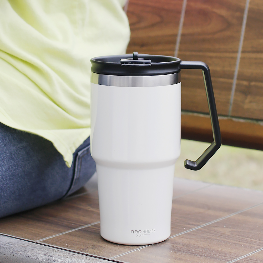 빨대 텀블러 네오 이중진공 보온보냉 스텐머그컵 600ml, 샤인화이트 - 상세 이미지 4