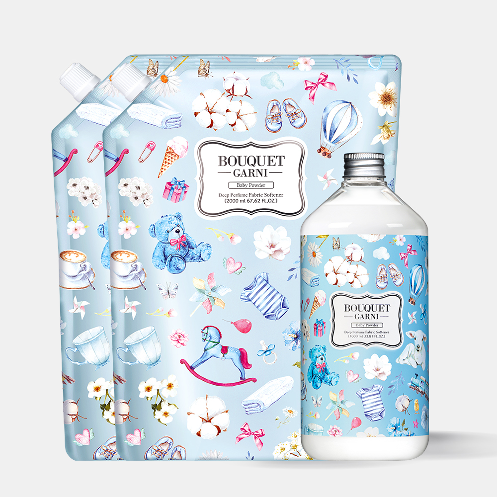 [총 5L] 부케가르니 섬유유연제 1L + 리필형 2L 2개입 대용량 향좋은 초고농축