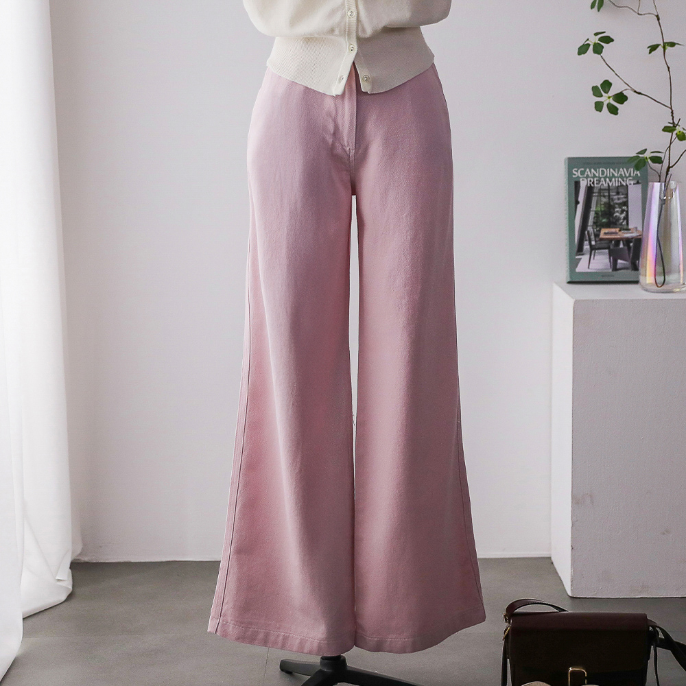 모던리 베이직 와이드 뒷밴딩 코튼 팬츠 - 상품 이미지