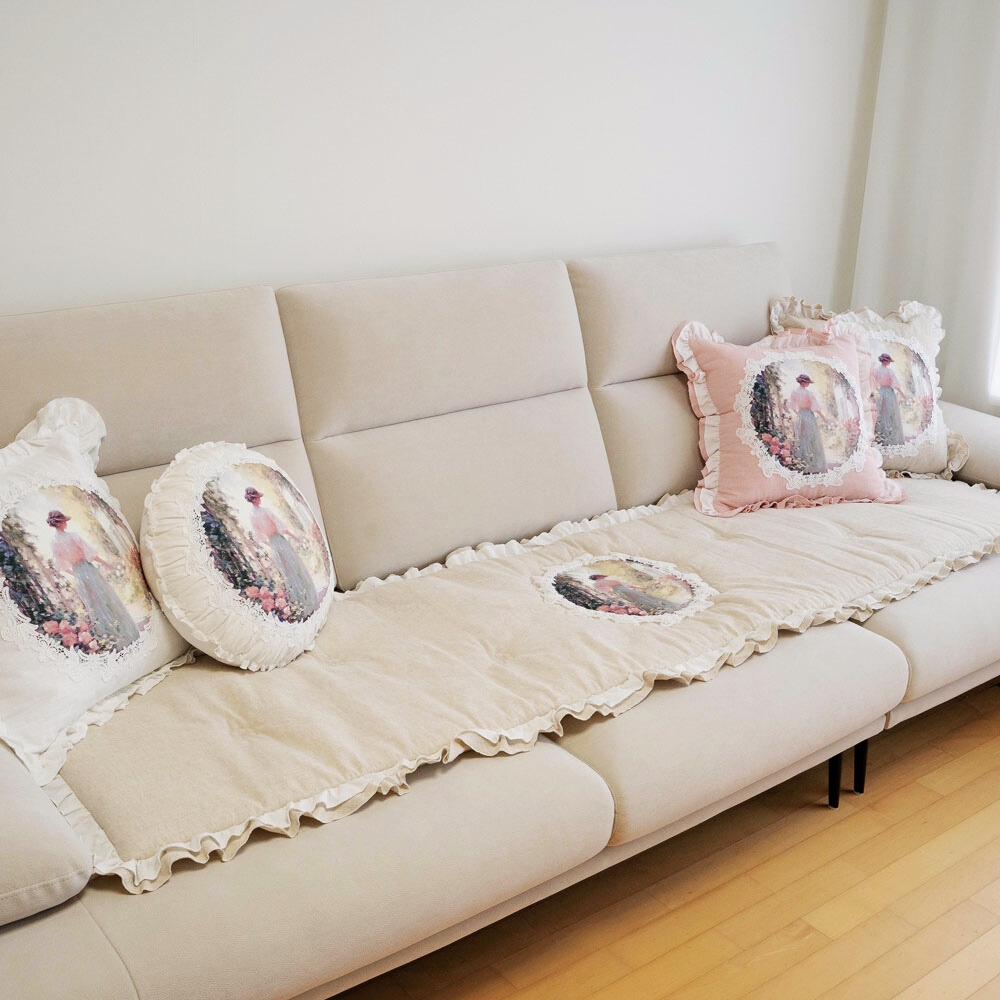 마벨로제 레이디 린넨 쇼파패드 3인 미끄럼방지 소파매트