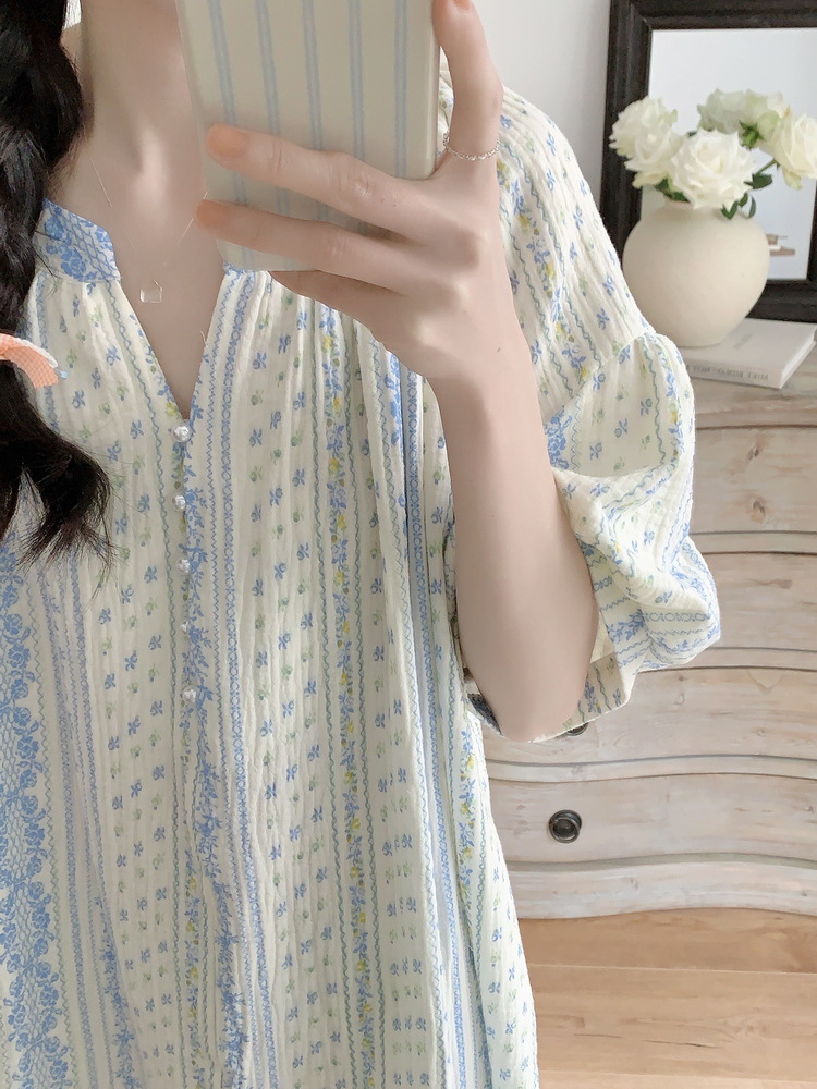 (세르타원피스잠옷) 임산부잠옷 수유 빅사이즈 파자마 여성 단추 트임 면 홈웨어 상세 이미지 14