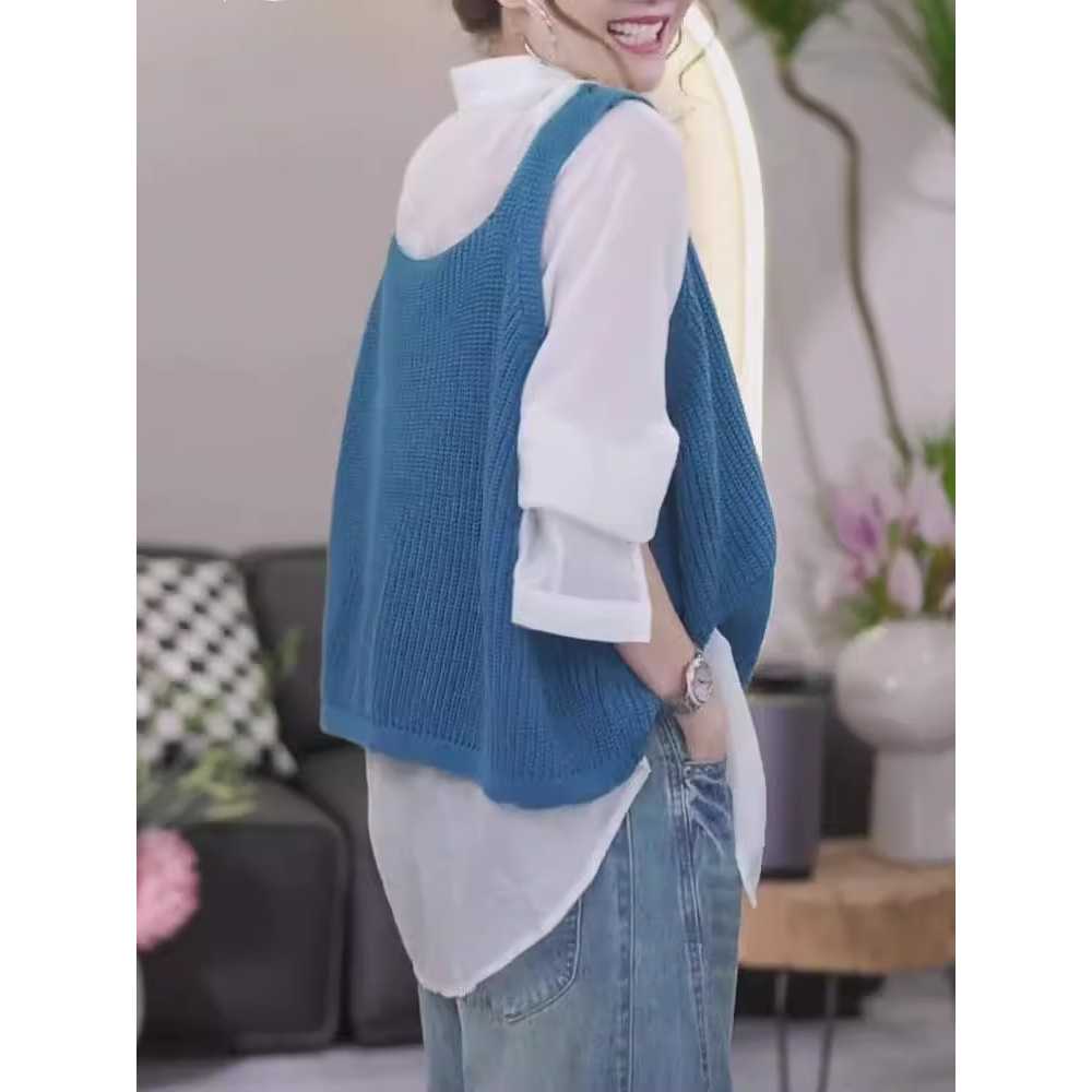 뷔에스트 드뮤어룩 봄 여름뜨게조끼 손뜨개 시스루 - 상세 이미지 3