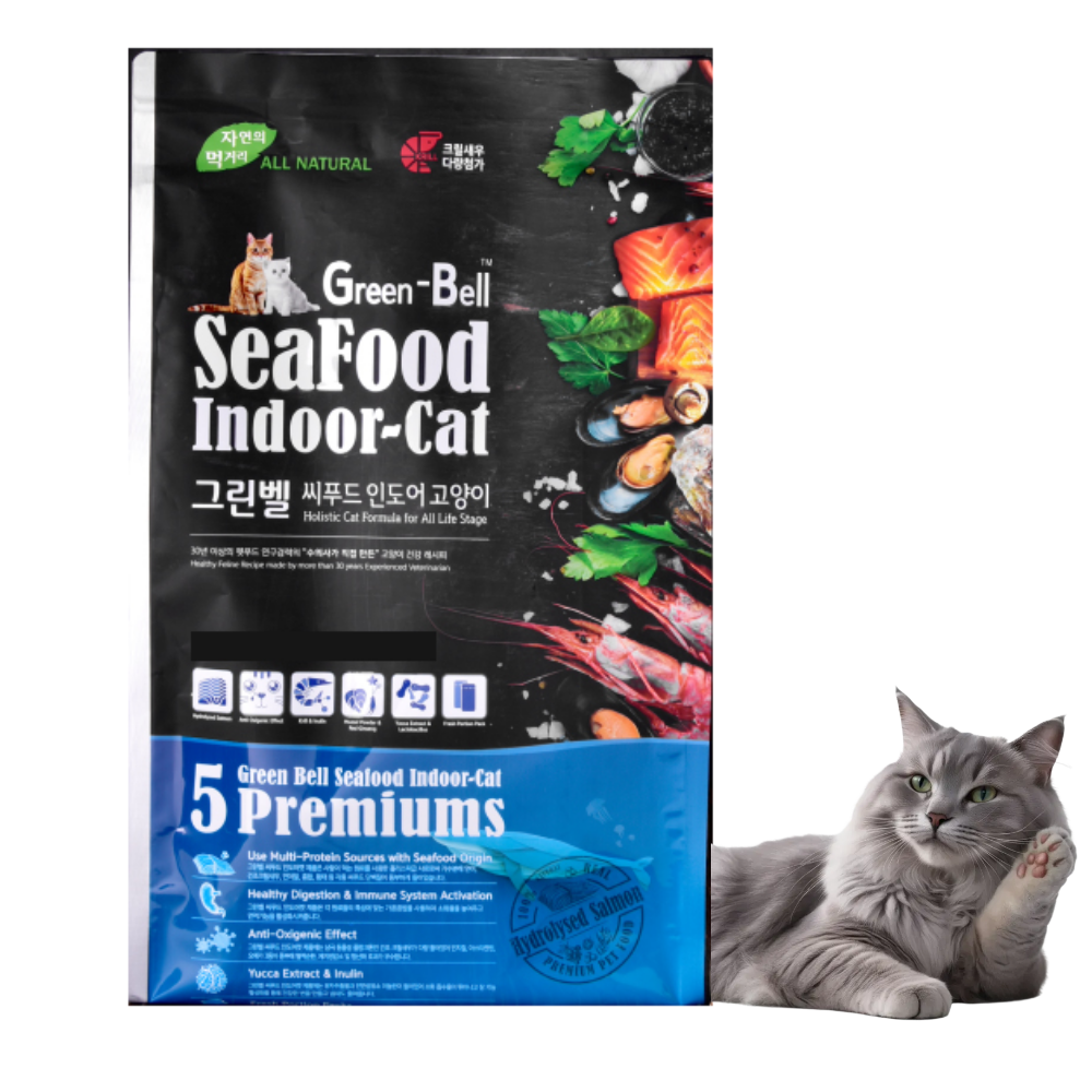 그린벨씨푸드인도어캣 5kg 고양이헤어볼 저알러지사료