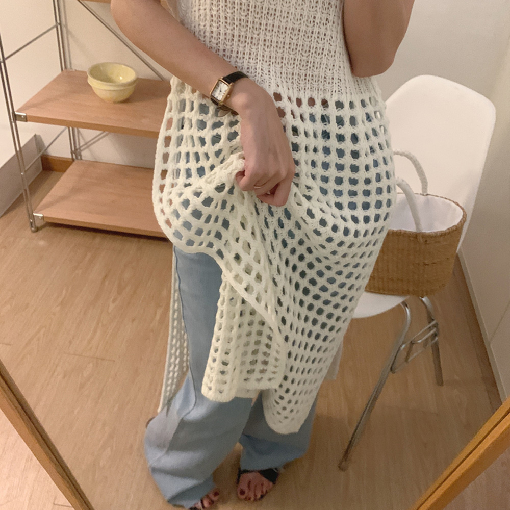 레이어드원피스 뷔스티에 시스루 동남아 그물 망사 휴양지 맥시 화이트 롱원피스 이미지 7