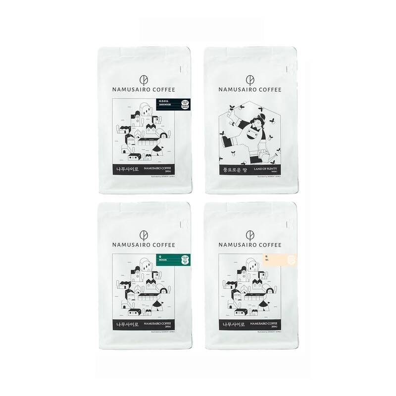 나무사이로 블렌드 원두커피 200g 4종팩(풍요로운땅 숲 위 다크우드) 425440 : 어거스트002
