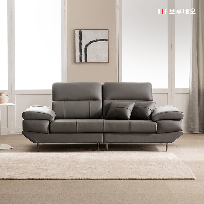 보루네오 스테이 이태리산 천연소가죽 소파 3인용 / 쿠션+스툴+테이블