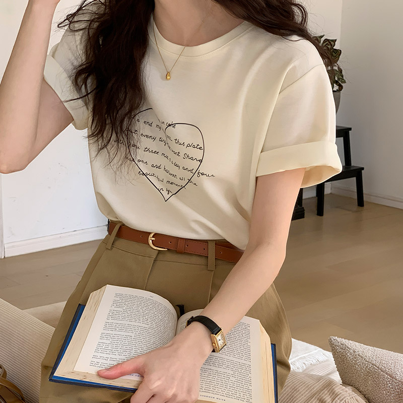 러브콕 하트 프린팅 반팔 티셔츠 ts4416 - 상세 이미지 4