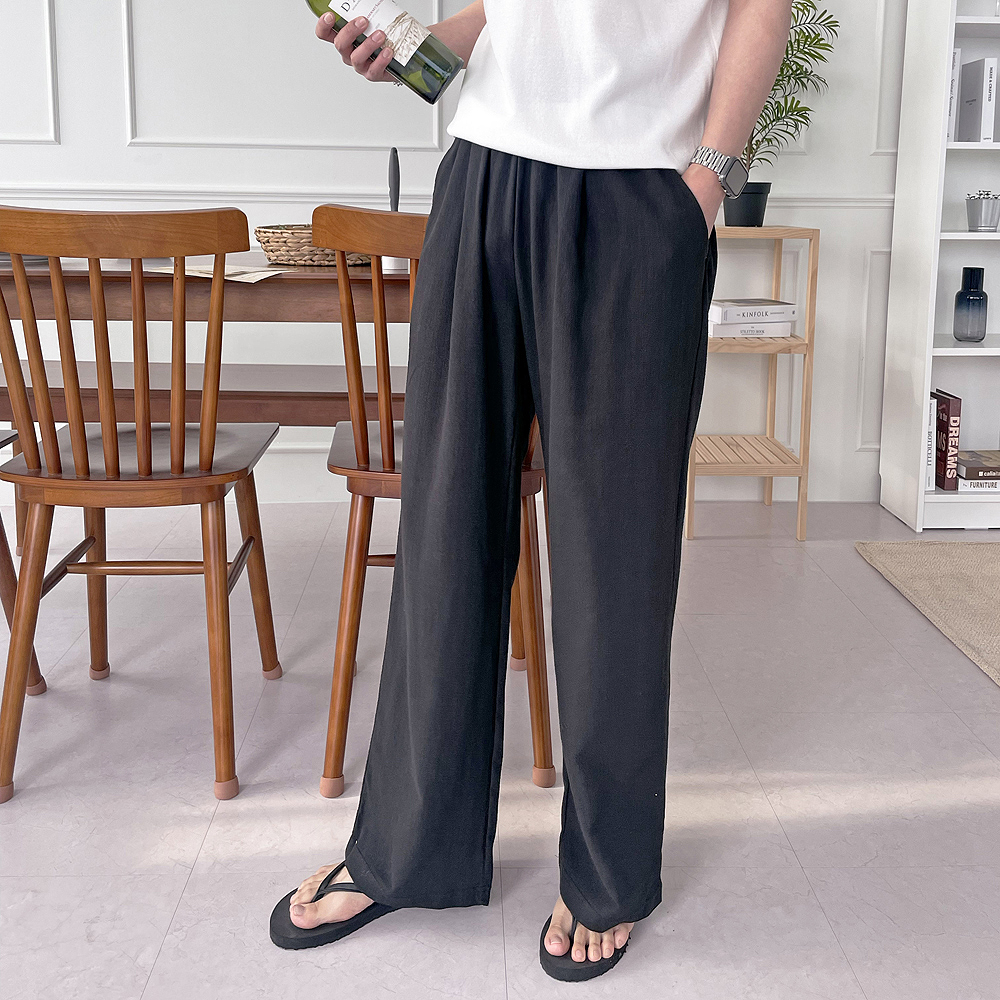 남자여름바지 밴딩 린넨 아이스 팬츠 남자냉장고바지 - 상세 이미지 2