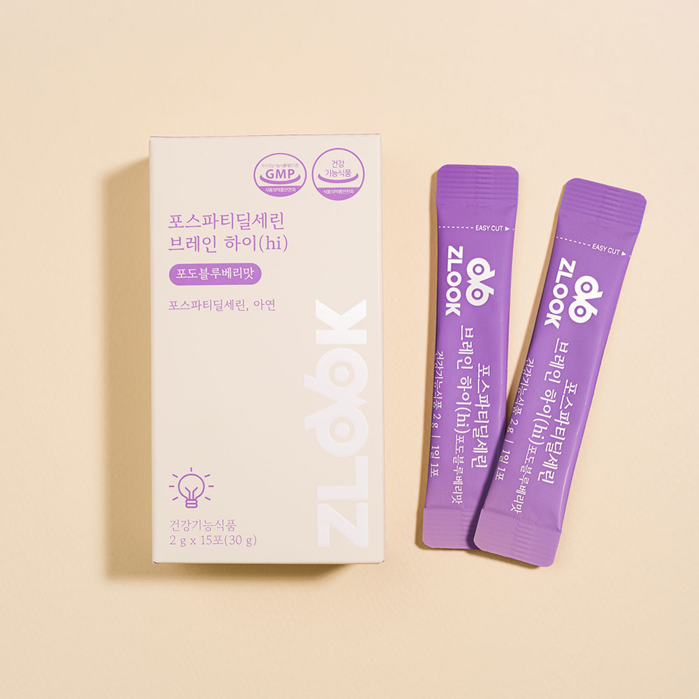 포스파티딜세린 브레인 하이 포도블루베리 PS 300mg 분말 인지력 두뇌 15포, 1개 - 상세 이미지 4