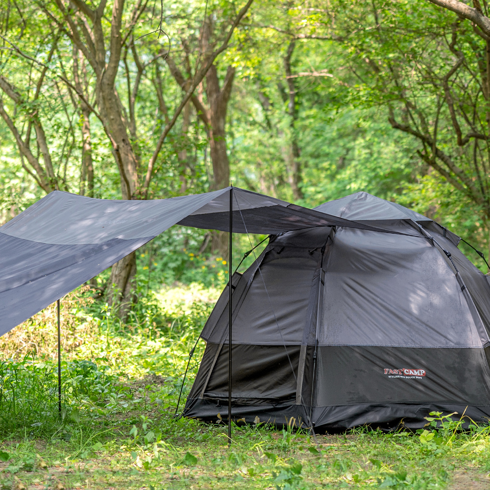 패스트캠프 오토6 2종 패키지 원터치 텐트 자동 돔 그늘막 그레이