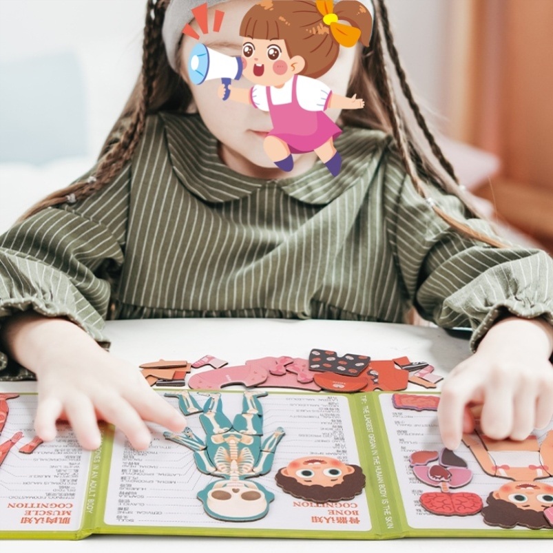 해골 인체모형 과학 교구 자석 마그네틱 퍼즐 카드 조각 전신 1개 - 상세 이미지 3