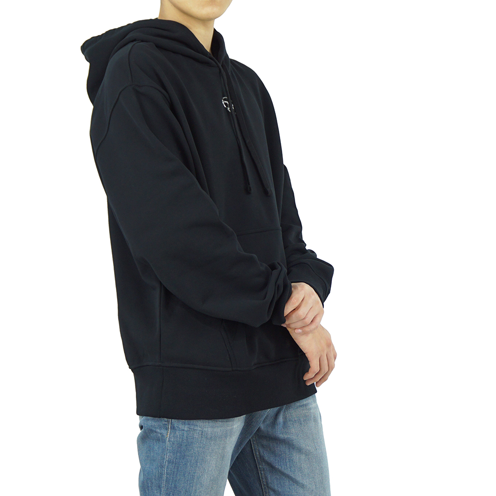 디젤 메탈릭 실버 로고 후드 티셔츠 블랙 A098560IAJH 9XX - 상세 이미지 4